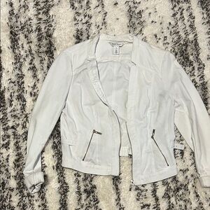 White House Black Market White Leather Jacket